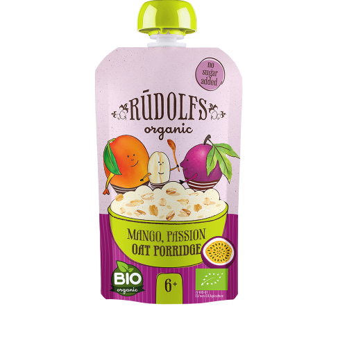 Παιδικός πουρές με Μάνγκο, Φρούτα του πάθους και Porridge βρώμης 6+ μηνών (120g)