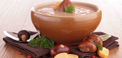 Σούπα βελουτέ με Βιολογικά Kάστανα BIOplus, μπέικον και κρουτόν